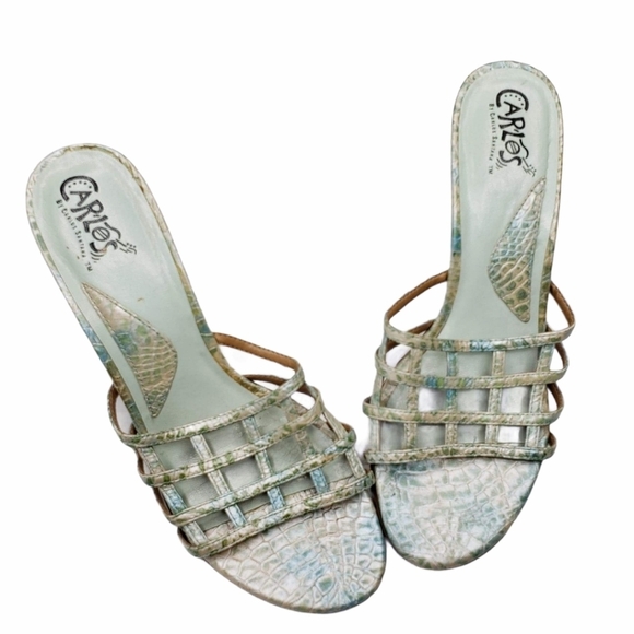 Carlos Santana | Cage Mint Leather Snake Wedges 7 - Picture 2 of 9